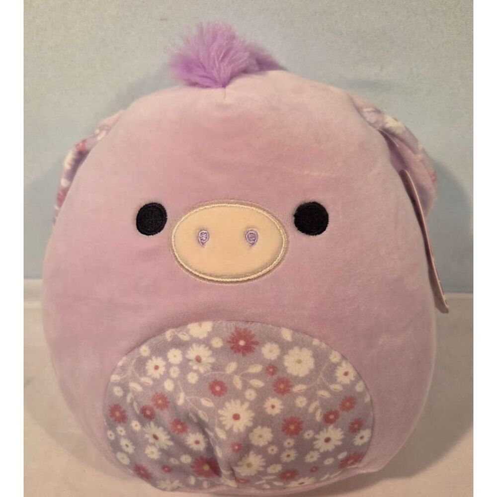 Squishmallows Delzi Pig Plush Purple Floral Belly Stuffed Animal